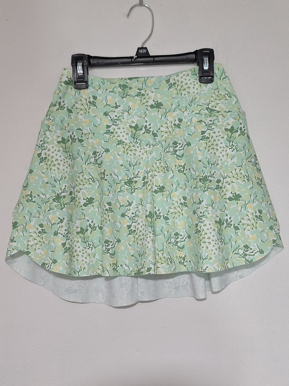 Mint Green Floral Mini Skorts Skirt - Lightweight Summer Layer